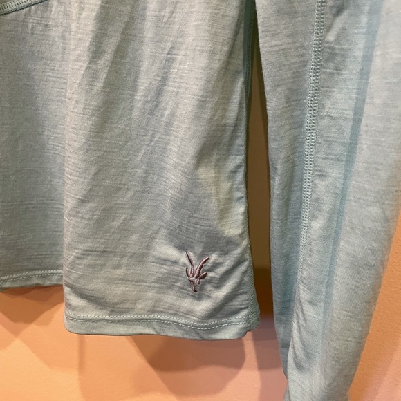 Ibex Merino Wool Pullover Shirt Base Layer Shirt Weightless Pockets Blue Small - Picture 9 of 9